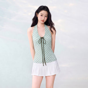 OGOKO | Stars Print V-Neck Bow-Tie Neck-Halter Strapless Vest
