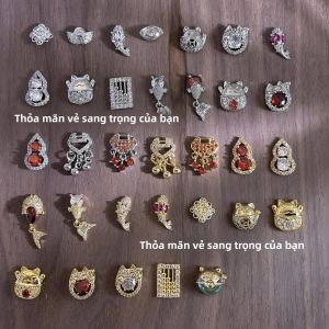 4 Chiếc Sang Trọng Bạc Zircon Móng Tay Nghệ Thuật Quyến Rũ Pha Lê Ren Làm Móng Tay Trang Trí Cao Cấp Sự Giàu Có May Mắn Đá Quý Phụ Kiện