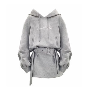 พร้อมส่งสเว็ตเตอร์มีฮู้ดสำหรับสาวแซ่บชุดเดรสเก็บเอวสไตล์เผ็ดหวานดูแพงสำหรับผู้หญิงตัวเล็กเดรสสั้นสำหรับฤดูใบไม้ร่วงและฤดูหนาว