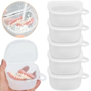 Denture Bath Box Cleaning False Teeth Storage Box Container Artificial Tooth Case Orthodontic Retainer Case