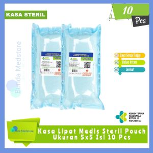 Kasa Lipat Medis Steril Pouch Kain Plester Perban Luka Toko Alkes Murah Ukuran 5CMx5CM Isi 10 Pcs Gratis Ongkir Bisa COD