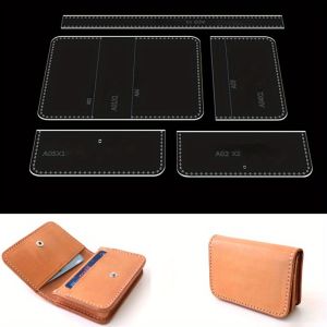5Pcs/Set Transparent Acrylic Wallet & Card Bag Template DIY Leather Craft Making Tool Stencil