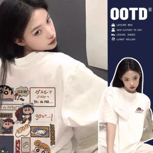 American Retro Pure Cotton Heavy Weight Cartoon Short Sleeve T-shirt Female Stylish Ins Country Trendy Niche Style Half-Sleeve plus Size Tops