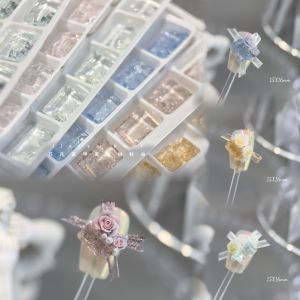 Mustard Fan Nail Ornament Ice Crack Diamond Transparent Bottom Ice Flower Jewelry Rock Sugar Diamond High Transparent Flash Bottomless Pointed Bottom Crack Diamond