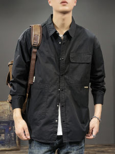 Loose Fit Mens Casual Shirt Trendy Workwear American Style Jacket Outerwear Fashionable Base Layer Top for Autumn Winter