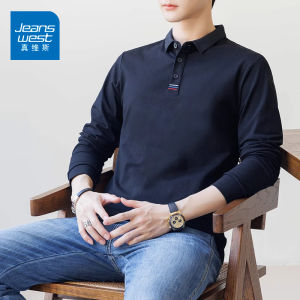 Jeanswest Pure Cotton Polo Shirt Mens Long Sleeve Casual Turn-down Collar Top Spring Autumn New Style Fashion Urban Wear