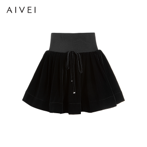 AIVEI | Celebrities Similar High Waist Slimming Velvet A-Line Skirt