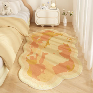 Cream Style Orange Floral Shaped Velvet-Like Waterproof Stain-Resistant Carpet
