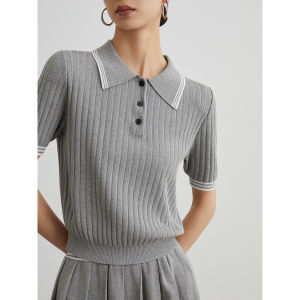 Elegant Loose Knit Two-Piece Set Grey Miu Style
