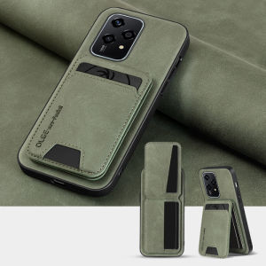 New Solid Color Leather Wallet Card Slot Bracket Shockproof Phone Case For Honor 200 Pro Lite 100 90 70 50 X8B X50i Back Cover