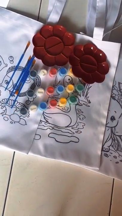 Totebag Tote Bag Tas Serut Goodie Bag Goodiebag Mewarnai Inside Out Warnai Lukis Ulang Tahun Anak