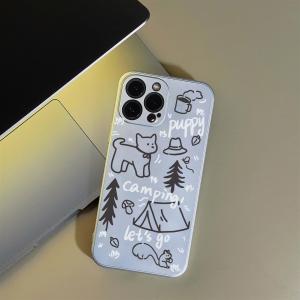 Cute Creative Silicone Phone Case for Apple iPhone Camping Dog Couple Design Mobile Phone Protective Cover Korean Style