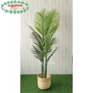 Pohon Palem Pohon Artificial Palem T150 Pot Dasar Hitam Cover Rotan Ulir Hiasan Kantor Aesthetic