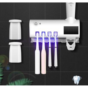 Bộ Nhả Kem Đánh Răng Tự Động Dán Tường Kệ Để Đồ Phòng Tắm Cao Cấp khử khuẩn tia UV công nghệ cao Châu Âu