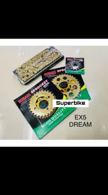 🔥415🔥EX5 DREAM WAVE100 EX5 CLASS GBO 415 SUBAKI SBK RACING CHAIN GOLD SPROCKET RANTAI ONE SET