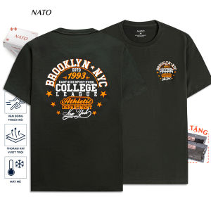 Áo Thun Cổ Tròn Nam BROOKLYN Vải Cotton Cao Cấp Đẹp Phông Tay Ngắn Xanh Màu Rêu Đen Navy Trơn Họa Tiết NATO