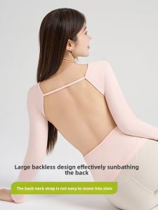DUYINGMEI | Special Summer Heat Wave Back Exposure Womens Long Sleeve Milk Silk Top Breathable Sun Protection Health Therapy Back Sunning Suit