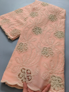 Blush Swiss Voile Lace Fabric | 3D Floral Cutwork & Scalloped Edging | Bridal Luxe Draping | Bulk Crafting Supplies S4347