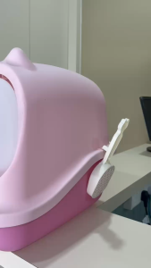 Tandas Kucing Besar Cat Toilet Box MEGA HOODED 50cm X 38cm X 39cm Litter Box Pink Grey Blue