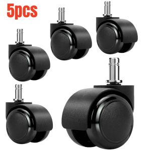 5Pcs 2 Inch Office Chair Wheels Heavy Duty ReplacementMute Rubber Rotating Desk Chair Caster WheelUniversal Fit Standard Size