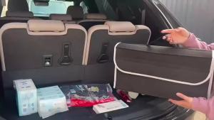 1pc Felt Folding Storage Box Car Trunk Storage Bag Large Capacity Foldable With Handle Multi-Functional Car Storage Bag