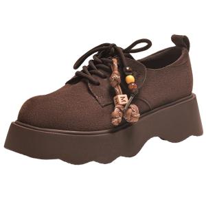 Josiny | Thick Sole Retro British Style Beaded Shoes Spring/Summer