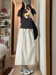 กระโปรงทรงเอเอวสูง ทรงหลวม ทรงเข้ารูป ทรงเอ กระโปรงสั้น ทรงเข้ารูป สีเทาขาว กระโปรงทำงานสไตล์ญี่ปุ่นสำหรับผู้หญิง ฤดูใบไม้ผลิและฤดูใบไม้ร่วง