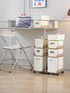 JAERSENT  3/4 layers Trolley Shelves Household Movable Snack，Tissue box on top，360° rotating pulley