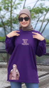 Forever Cloth Kaos Oversize Wanita Lengan Kerut Atasan Hijab Style BIsa Cod M L XL XXL LD 128