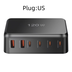 120W GaN Wall Charger 6-Port USB C Mobile Charging Station Power Adapter Compatible with 45W/20W for Mobile Phones