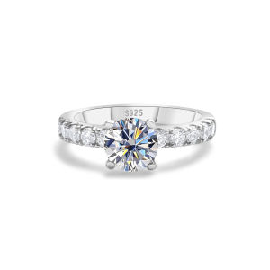 1.0 Carat Moissanite Nhẫn Cho Nữ 4 Móng Vuốt Thiết Lập S925 Bạc Đính Hôn Ban Nhạc Tròn Cổ Điển Đá Quý Mỹ Món Quà Trang Sức