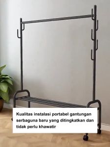 2 Tier Strong Steel Structure Clothes Hanging Rack Laundry Rack Clothes Rack Hanger Organizer Penyangkut Baju Rak Baju Murah Rak晾衣架