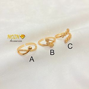 Cincin Wanita Adjustable Permata Zirkon Elegan Simpel Fashion Korea