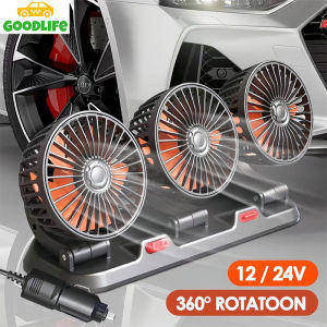 24v 12V Automotive fan Car Fan 360° Adjustable 3 Head Air Fan Low Noise Multifunctional Temporary
