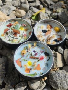 3 pcs Peaceful Life Trio Ritual Candle Set for Career Family and Protection with Moon Energy and Semi-Precious Stones | INTENTION CANDLES | MANIFESTATION CANDLES |  Crystals Universe