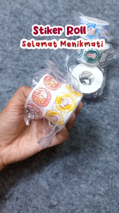 Roll Stiker Label Selamat Menikmati 2.5 cm Isi 500 Pcs untuk Kemasan Makanan Minuman Stylish
