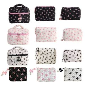 【New Arrival】Nylon Quilted Makeup Bag Large Capacity Travel Cosmetic Bag Travel Toiletry Bag Birthday Gifts for Teen Girls Women
