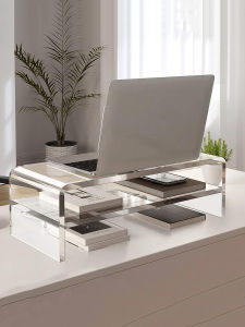 Acrylic Computer Notebook Riser Stand Display Screen Elevation Base Keyboard Storage Organizer Rack Desktop Accessories
