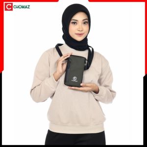 Hanging Wallet Hp Dompet Gantung Leher Tas Selempang Hp Dompet Hanpdhone Uang & Kartu Pria Wanita 0.6 Hitam Chomaz