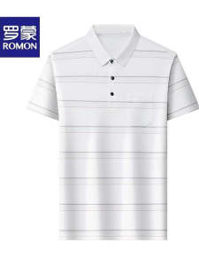 Áo Thun Polo Nam Mùa Hè Mới Của Romon Áo Thun Nam Tay Ngắn Thường Ngày Họa Tiết Sọc Có Túi Thật Áo Thun Nam Mỏng