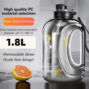 1.8L 60oz Sports Water Bottle with Straw Portable Gym Cycling Cup for Camping Travel Drinking Bottles Ton Bucket Belly Cup