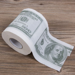 lilysshop Wood Pulp Roll Paper $100 Dollar Bill Printed Household Toilet Paper Novelty Party Tricky Gift Disposable Napkins Party Birthday Decoration