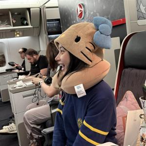 Ghế Máy Bay Hình Chữ U Hellokitty Có Mũ Che Nắng Ghế Máy Bay Có Thể Mang Theo Ghế Xe Lửa Thiết Bị Ngủ Dài Thiết Bị Hỗ Trợ Cổ