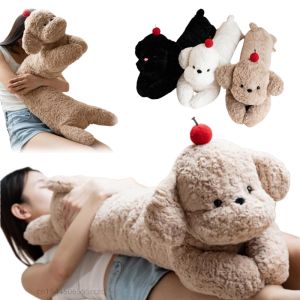 100ซมการ์ตูนตุ๊กตาสุนัขตัวยาวยักษ์หมอนตุ๊กตาขนยาวสีน้ำตาลสีขาวสีดำเชอร์รี่ตุ๊กตาหนานุ่มการตกแต่งบ้านของขวัญสำหรับเด็กผู้หญิง