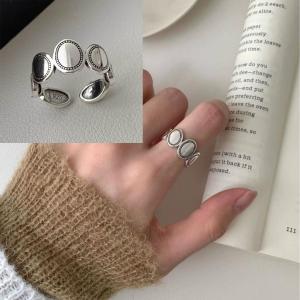 925 Sterling Silver Flower Geometry Ring For Women Girl Hollow Out Zircon Grace Wide Jewelry Gift Dropshipping