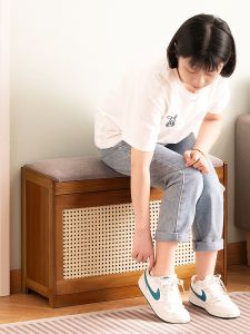 Ultra-Thin Solid Wood Shoe Cabinet Indoor Entrance Hall Flip-Flop Shoe Rack Slip-Off Bench Multi-Layer Storage Home Use