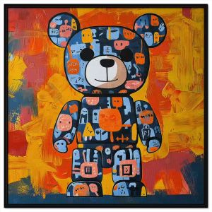 Tranh gấu bearbrick. Tranh treo tường dán tường sơn dầu canvas trang trí. CGI-2021