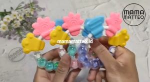 TEETHER Kerincing Bayi SIlikon / Bahan Food Grade / Gigitan Tangan Bayi Silicone / Warna Pink Biru Hijau Ungu