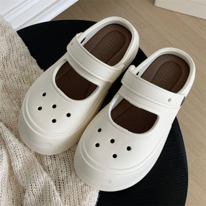 Thin Strip K-style Fashion Ins Fashionable Color Matching Mary Jane Hole Shoes Summer Easiest for Match Two-Way Closed Toe Sandals for Women