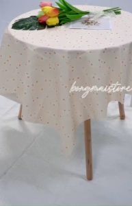 [120*120cm] Khăn trải bàn vải flannel chống thấm nước họa tiết hoa cúc phong cách nhẹ nhàng vintage - T061